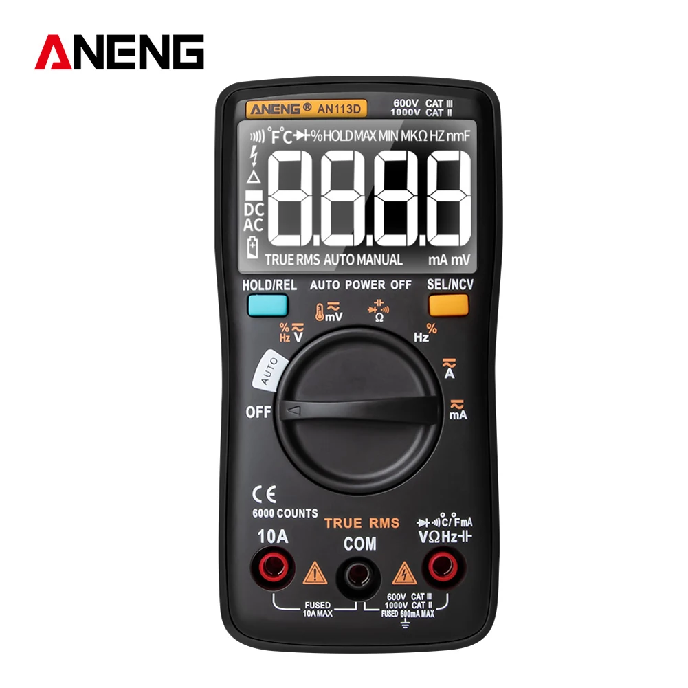 Цифровой мультиметр 6000 отсчетов электрический транзистор тестер температуры