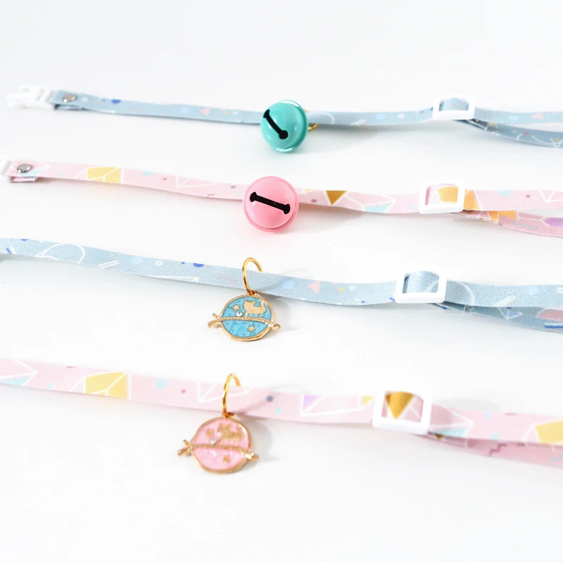 

Breakaway Cat Collars with Bell Moons Stars Adjustable Safety Kitten Collars with Cute Pendant for Kitty Pets Pink & Blue