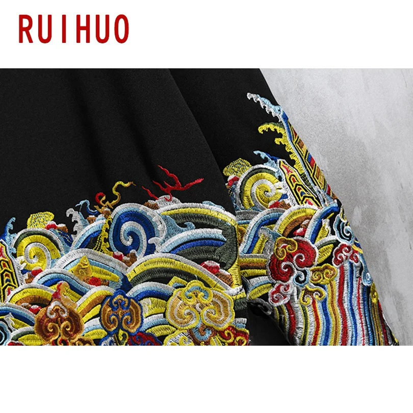RUIHUO с вышивкой в китайском стиле Толстовка Для мужчин Харадзюку Японская уличная