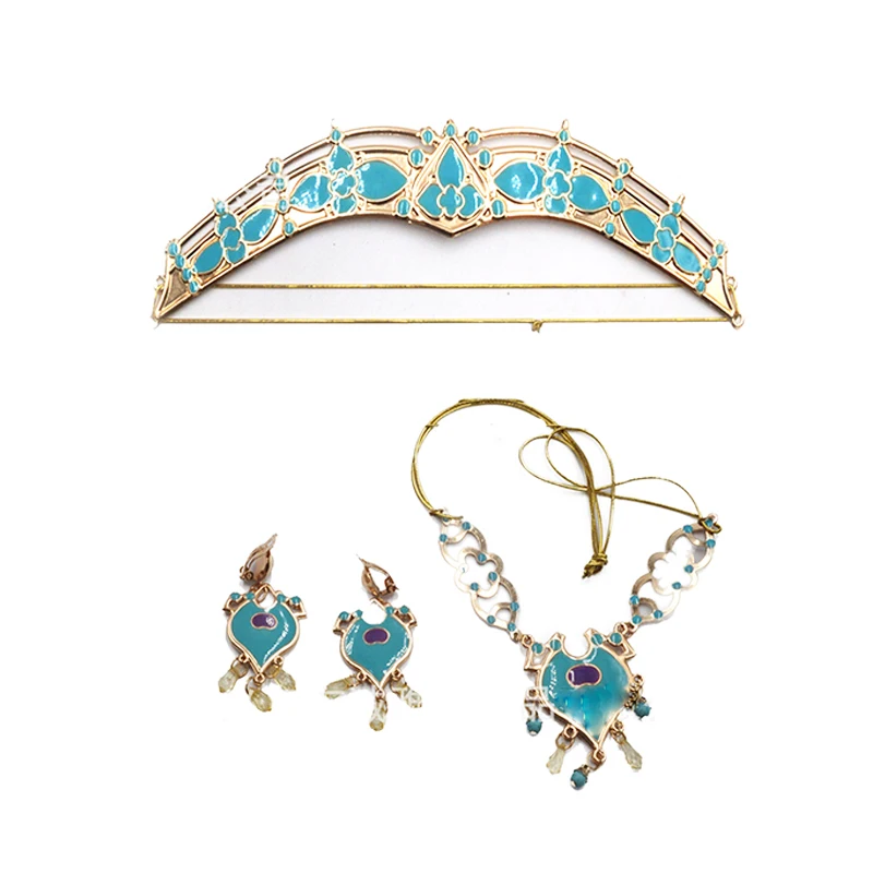 style2 Jasmine Cosplay Costume Full Set Girls Princess Skirt Aladdin Costumes Necklace Crown Earring Jewelry Suit Halloween Dresses - Цвет: style2