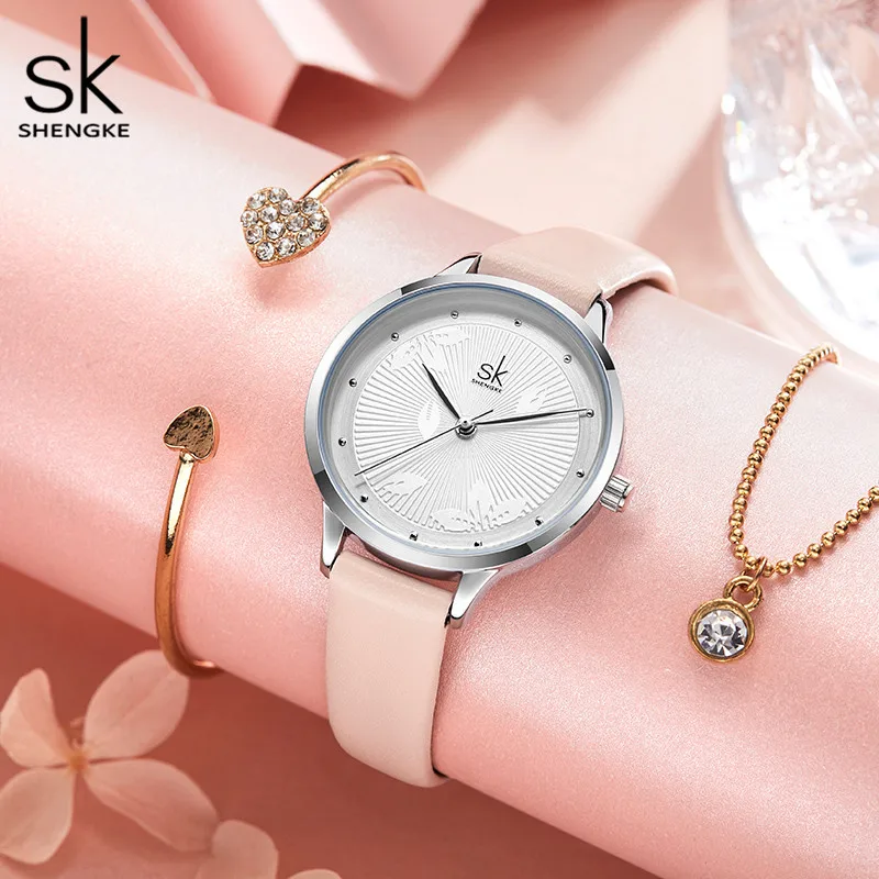 Часы женские повседневные с принтом кленовых листьев и кожаным ремешком|Женские