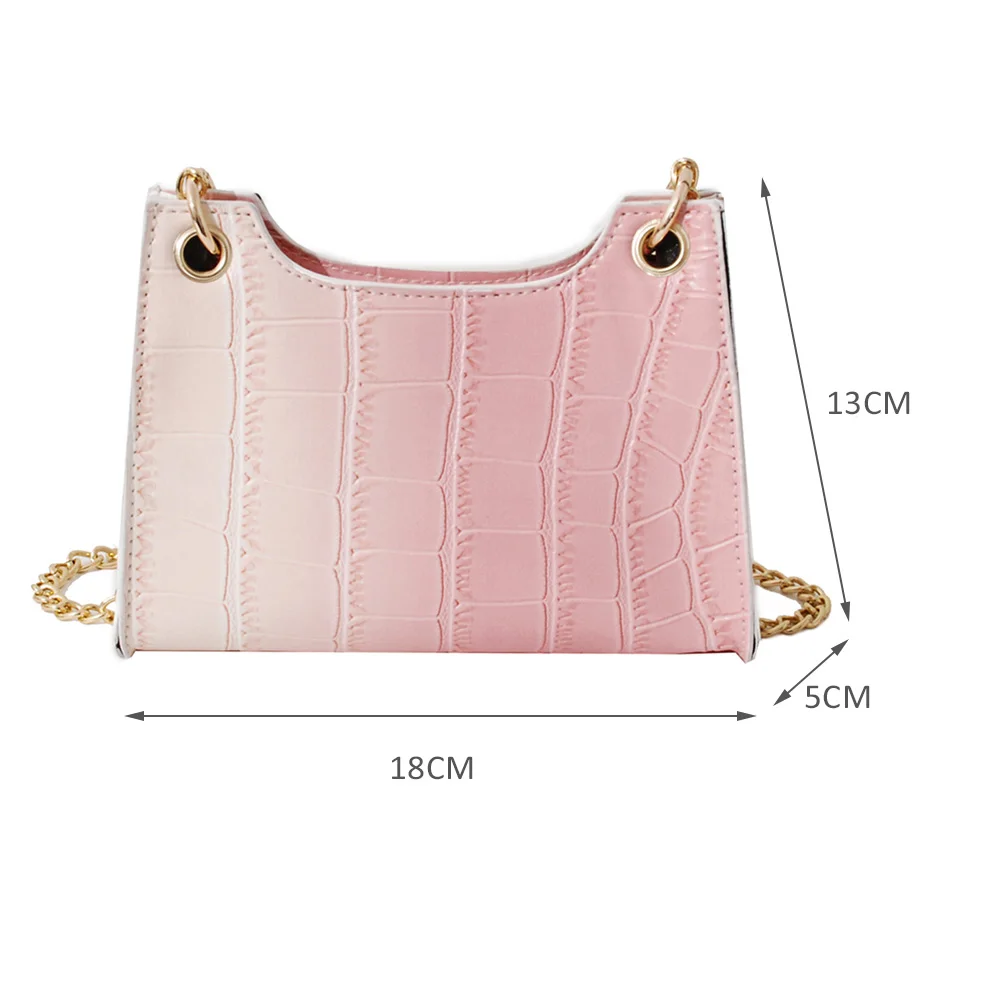 

Fashion Women Gradient Color Shoulder Crossbody Bag Ladies Vintage Chain Small Messenger Bag Alligator Pattern PU Leather Bags