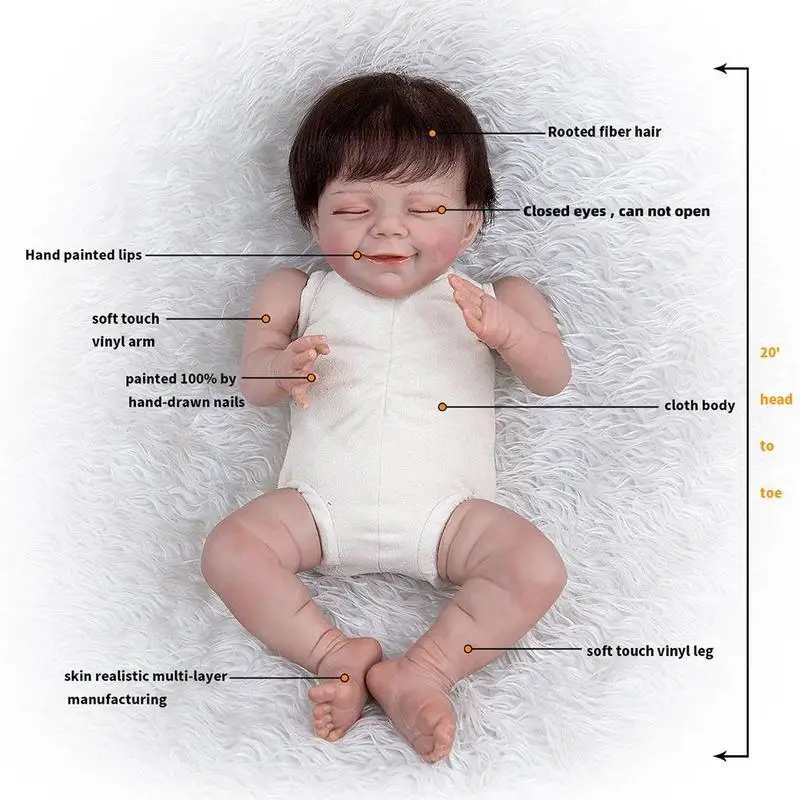 

Super Soft Memory Dolls Reborn Dolls Rooted Fiber Children's Cloth Day Reborn Silicone Body Hair Gifts J1J5
