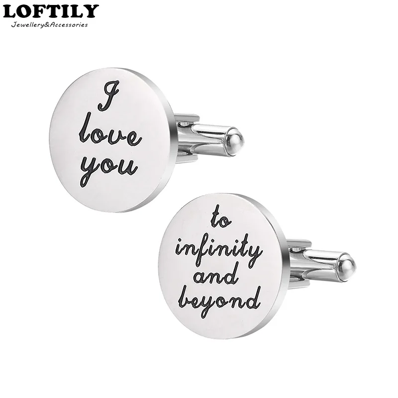

Запонки из нержавеющей стали с гравировкой, ювелирные украшения, запонки с надписью «I Love You To The Infinity», подарок для любимого, помолвка, свадеб...
