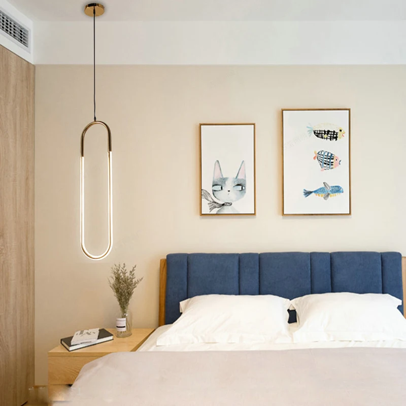 

Nordic U shape LED Lamp Modern Gold Pendant Light for bedroom Eye protection Hanging Lamp Restaurant Living room Decoration