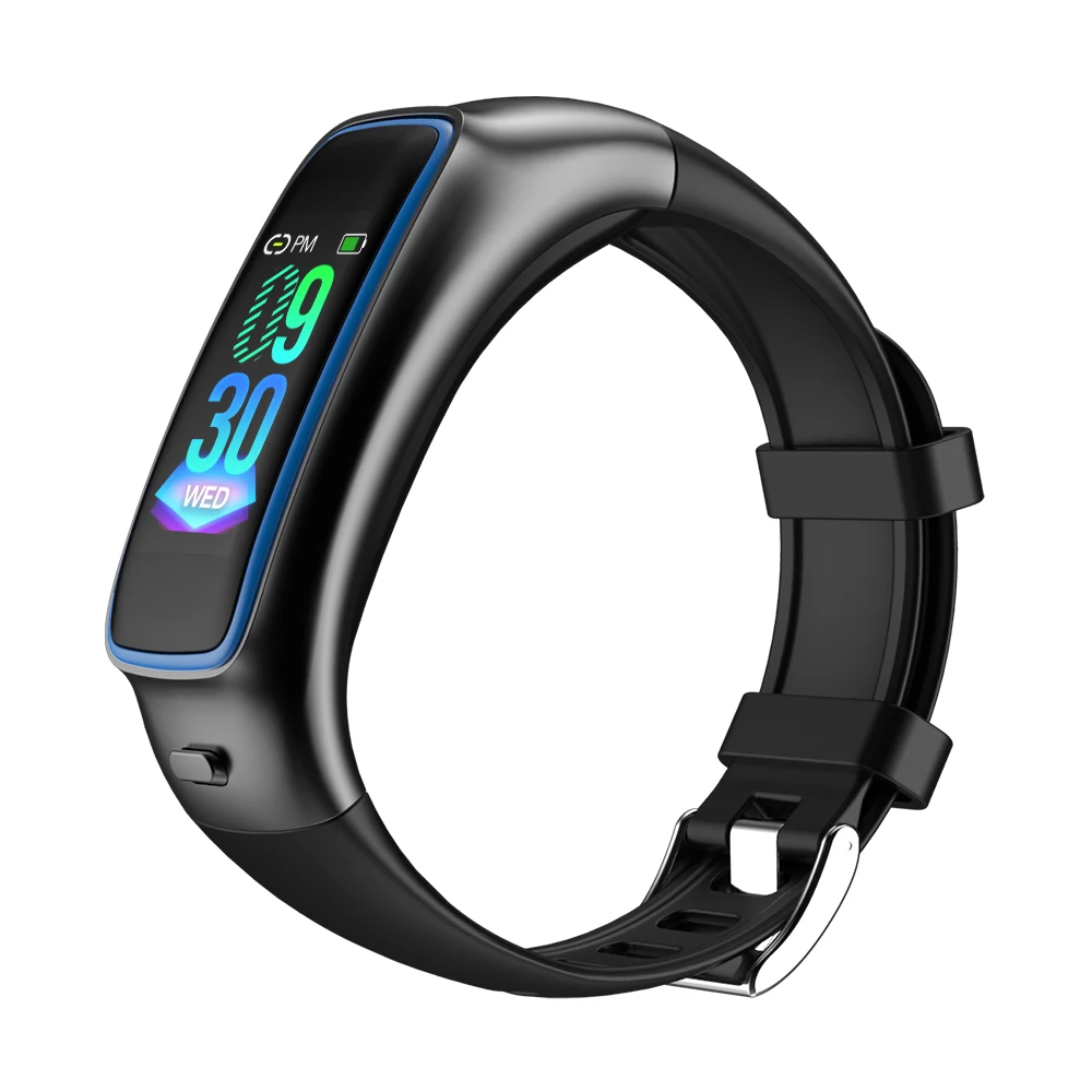 Blue TB02 Bluetooth наушники умный браслет 2 в 1 шумоподавление с микрофоном 0,9" пульсометр кровяное давление смарт-браслет музыкальные гарнитуры - Цвет: Blue