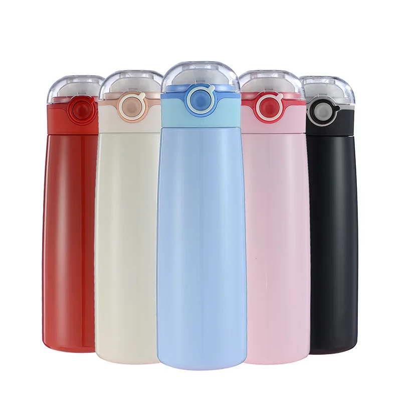 

400ml Insulated 304 Stainless Steel Thermos Water Bottle New Safety Lock Pop-Up Lid Vacuum Flasks Student Portable Thermos Cup