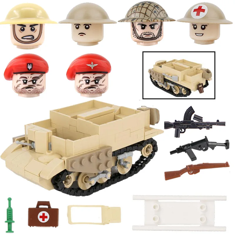 WW2 военный Британский бронеавтомобиль строительные блоки британский солдат
