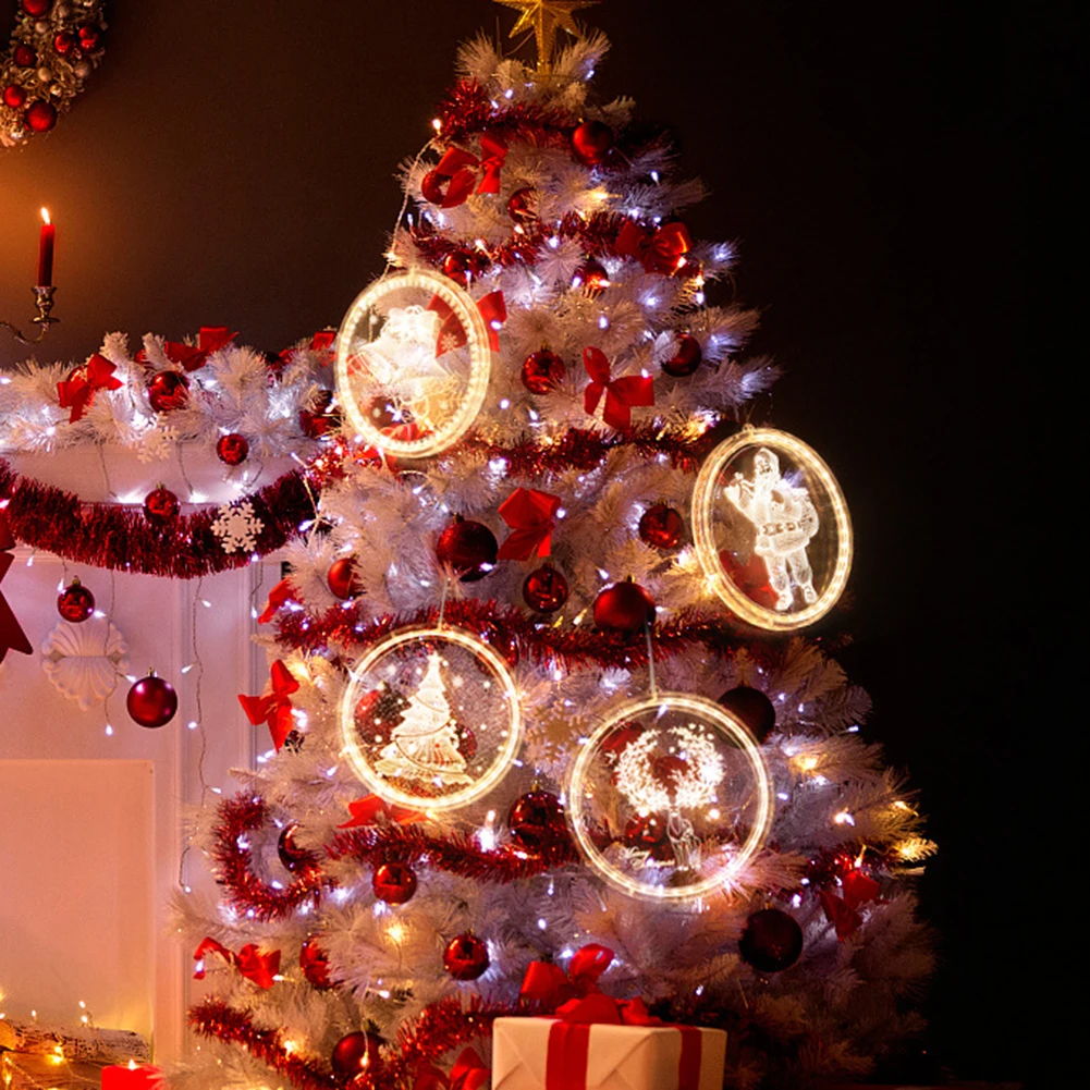 

Hanging Lights LED Christmas Decorations Suction Cup 3D Night Light Hanging Lamps for Home Bedroom Holiday New Year Decor