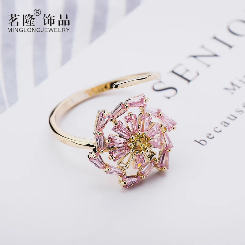 Открытое цветочное женское кольцо - регулируемое украшение для помолвки - женский подарок, упакованный в подарочный футляр - изменяемое 2020 года новинка - хорошо идет.