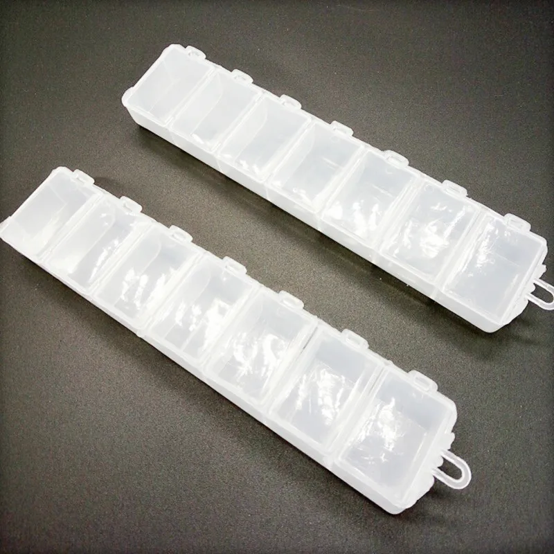 Прозрачные прямоугольные коробки для хранения с 7 ячейками пуговиц бисера