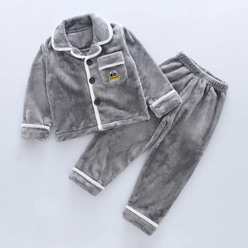 Осенне зимняя детская теплая Фланелевая Пижама для мальчиков и девочек пижама из