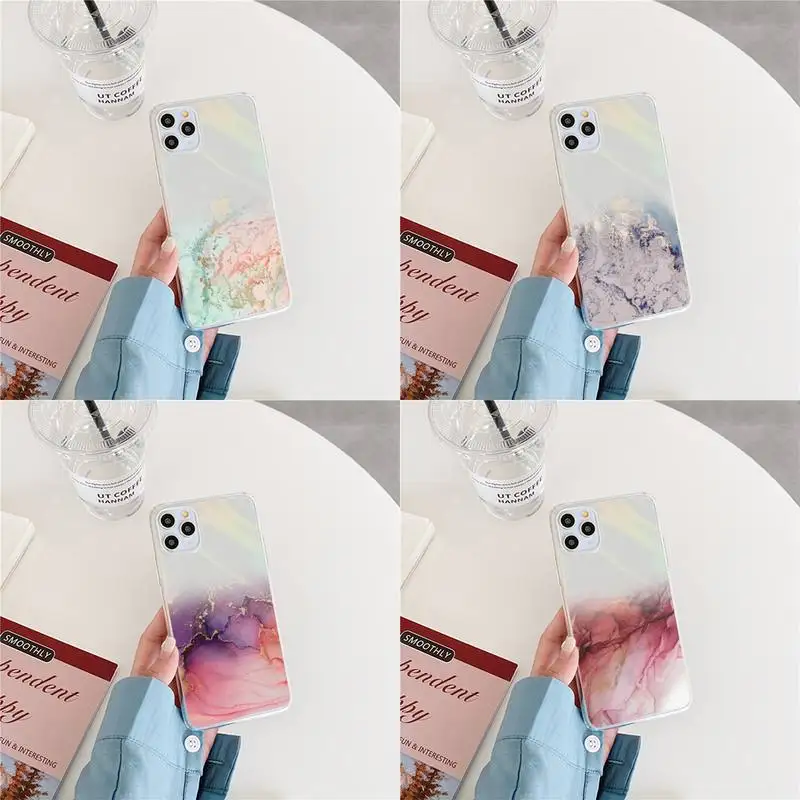 

Marble Gradient sea ocean Phone Case Laser Transparent for iPhone 11 12 pro mini 7 8 Plus X XS Max HUAWEI MATE 30 40 Soft TPU