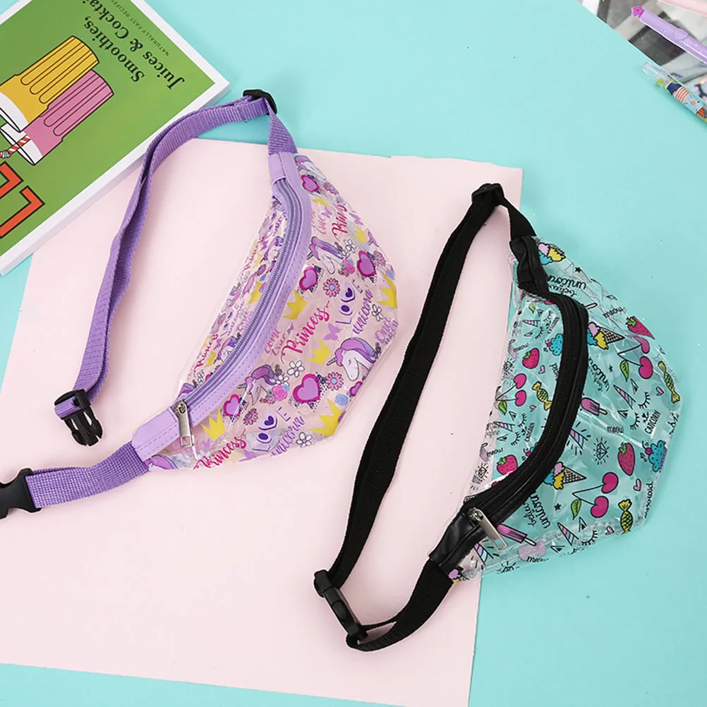 Прозрачная поясная сумка из ПВХ с мультипликационным единорогом Женский поясной