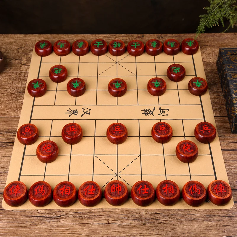 Chinese Chess Set Solid Ebony Rosewood Pieces Chessman Portable Travel Family Board Game for Kid Adult Gift | Спорт и развлечения