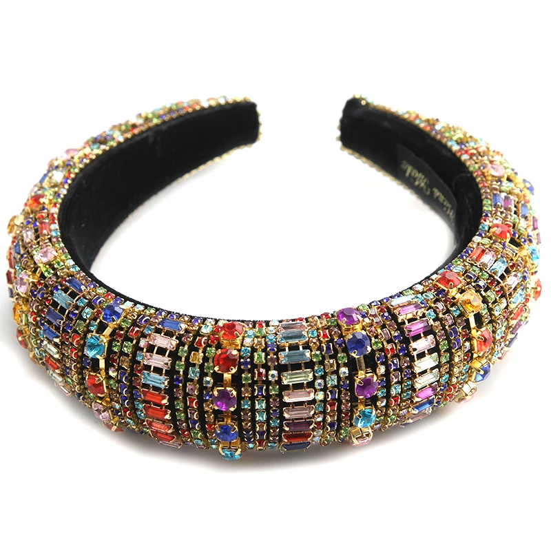 

Colorful Crystal Hairbands Rhinestone Padded Headband Party Wedding Hair Hoop For Women Girls Hair Accessories Headpieces Gifts