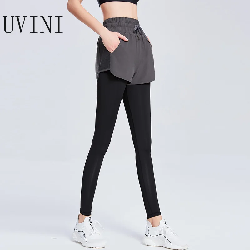 Новинка 2019 женские штаны для бега 2 в 1 спортивные фитнеса облегающие эластичные