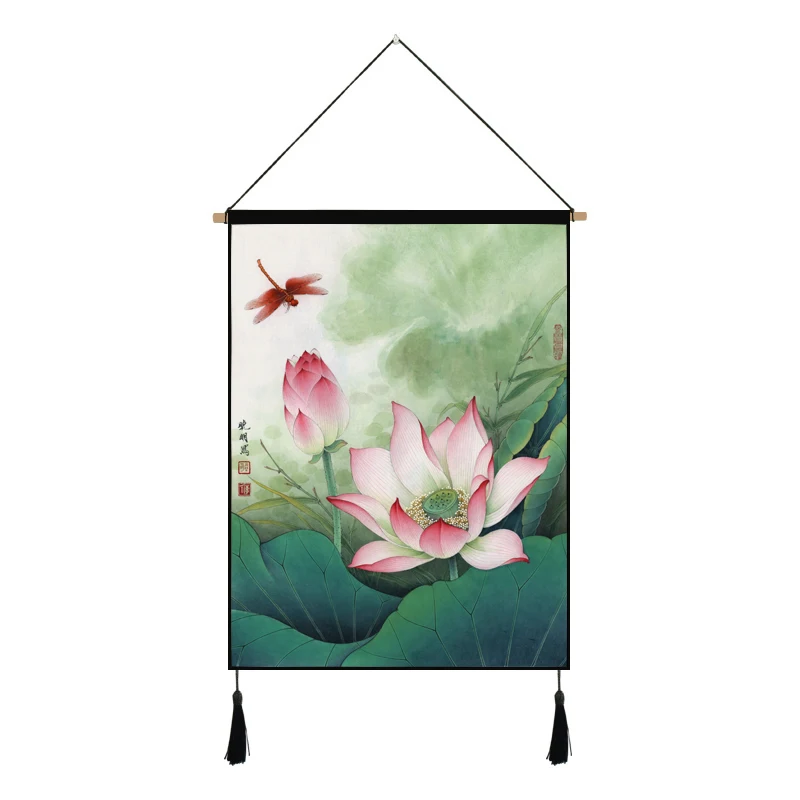 Китайский гобелен с лотосом тканевая картина для дома спальни гостиной
