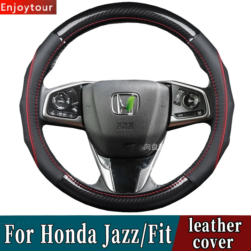 

Accessories Car Styling Genuine Leather Steering Wheel Covers for Honda Jazz Fit Shuttle Hybrid GE GK GR GS 2001 2007 2011 2015