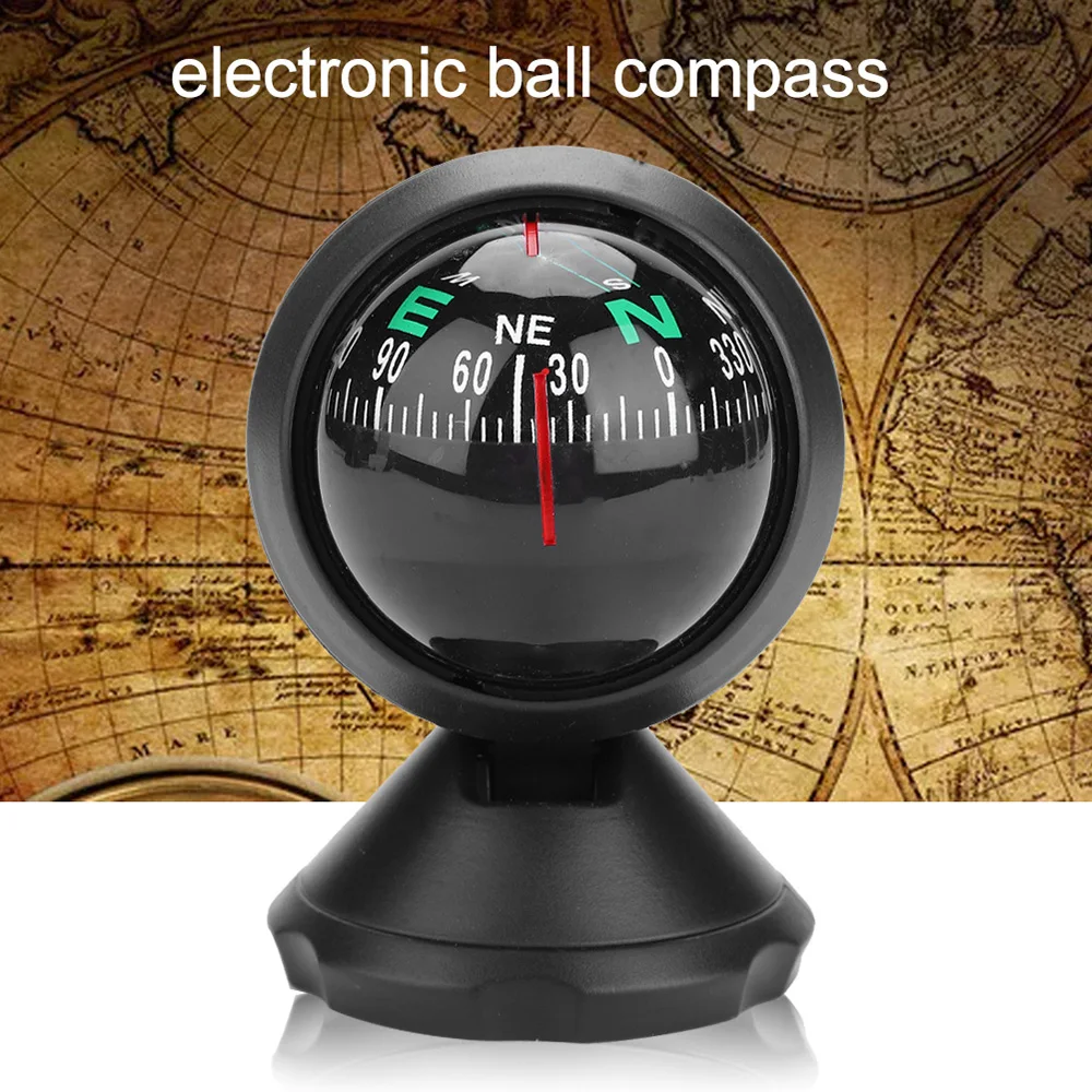 

360 Degree Rotation Car Compass Ball Waterproof Vehicle Navigation Ball Shaped Car Compass With Suction Cup 6.5*5.6*8cm