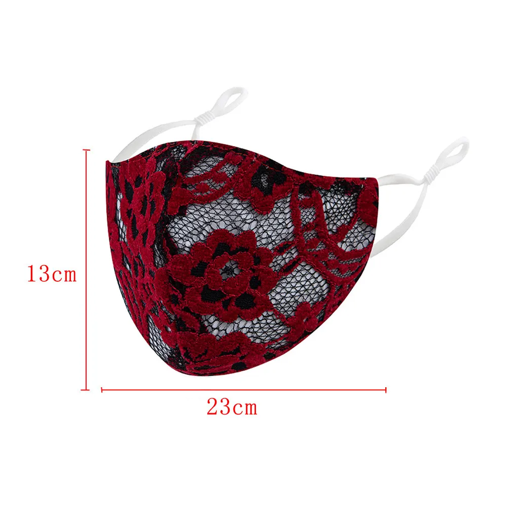 

Women Floral Lace Masks Sun Protection Riding Mouth Masks Adjustable Hanging Ears Mask Retro Face Mouth Covers funda Mascarilla