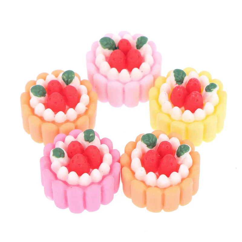 

5pcs Dollhouse Miniature Food Cute Simulation Small Cream Cake For Doll Miniature Accessories Kid Toy Gift