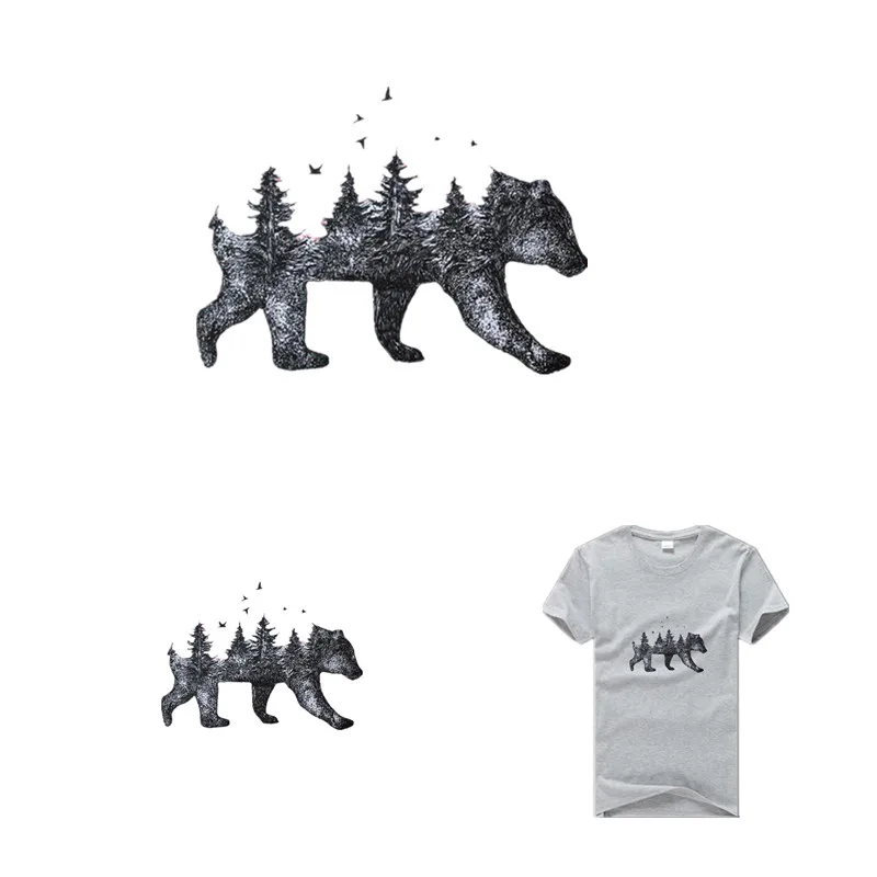 Parches ropa termoadesivos Медведь Лес странные вещи Железный На переводные наклейки для
