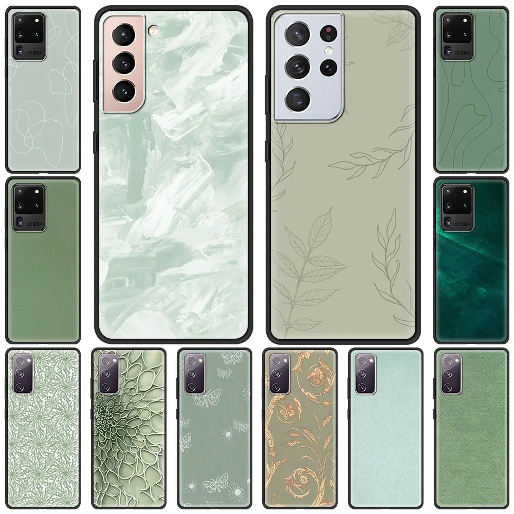 

Soft TPU Case for Samsung Galaxy S21 S20 Ultra S20 FE S10 Lite S10E S9 S8 Plus 5G Luxury Phone Shell Coque Beige And Sage Green