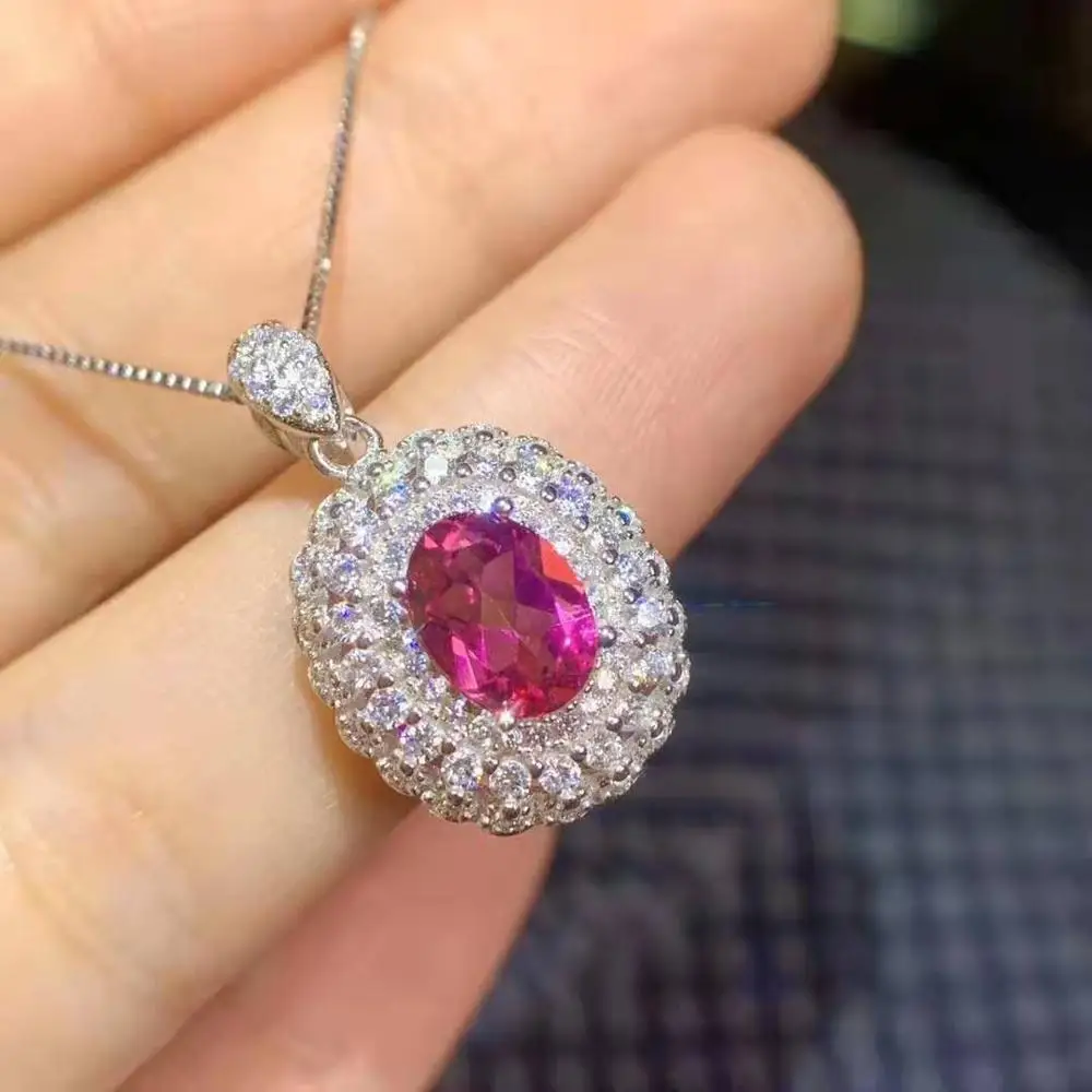 Роскошное кольцо в форме сердца с розовым топазом S925 ожерелье подвеской для