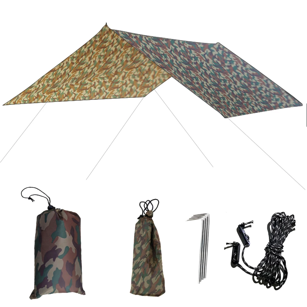 

3x3m Camouflage Sun Shelter Awning Tent Tarp Outdoor Camping Rain Fly Anti UV Beach Tent Shade Camping Sunshade Canopy