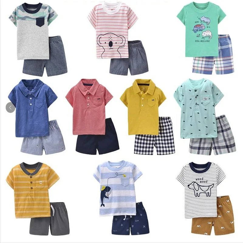 Baby Boy Girl Summer Clothes Set Short Sleeve T-shirt+Shorts 2pcs Newborn Outfits Kids Toddler Pajamas Knitted Infant Tracksuits Baby Clothing Set expensive