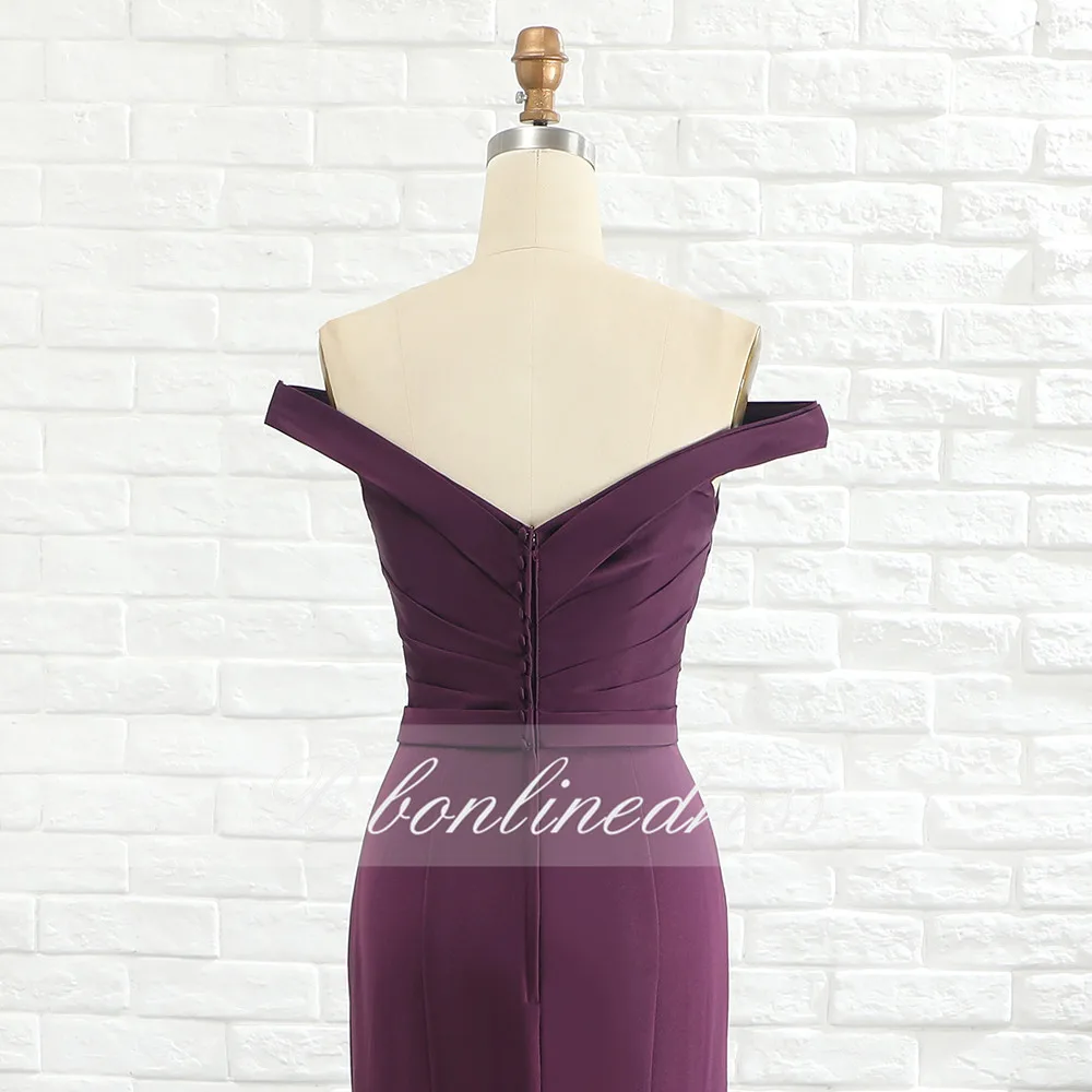 

Bbonlinedress Purple Mermaid Prom Dress 2020 Off The Shoulder Pleat Elegant Evening Dresses Long Formal Gowns robe de soiree