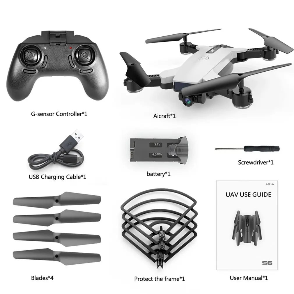 SMRC S6 720P HD WIFI Camera RC Quadcopter Altitude Hold Remote Control Optical Flow Positioning Drone Aircraft | Игрушки и хобби