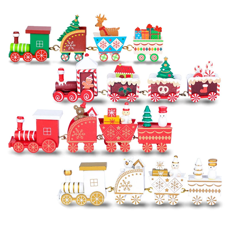 

4 Knots Wooden Christmas Train Ornament Christmas Decoration For Home Santa Claus Gift Toys Crafts Table Deco Xmas 2021 New Year