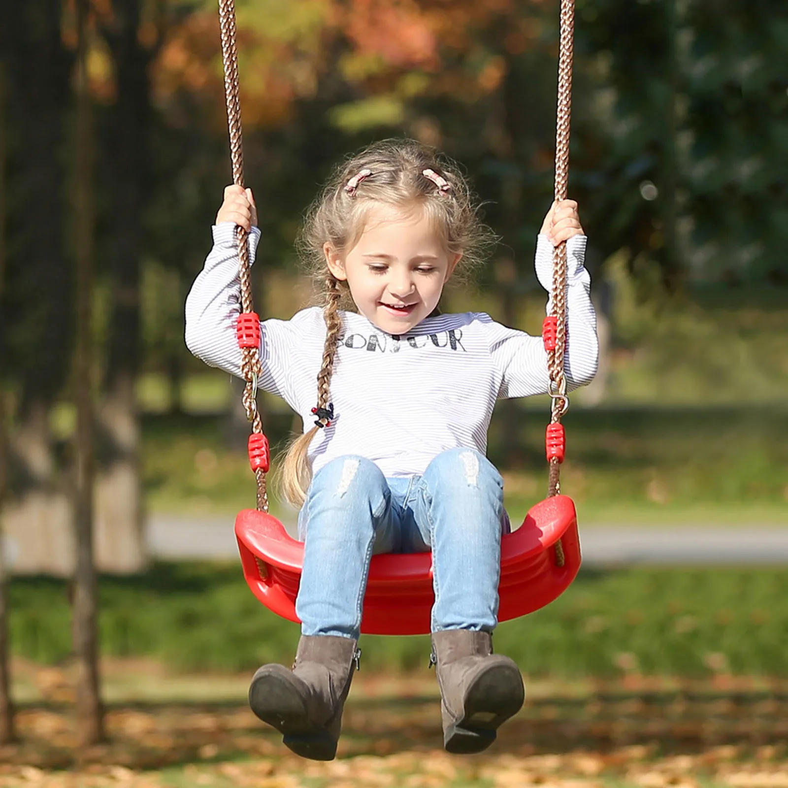 

Swing Children's Adjustable Rope Length Pe Qianqiu Seat Outdoor Garden Swing Toy Parent-child Interactive Exercise Sports Toy #K