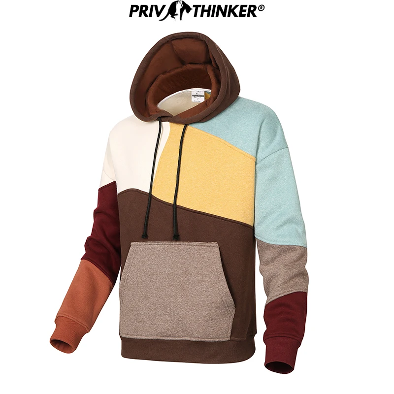 Мужские и женские повседневные толстовки Privathinker утепленные в стиле пэчворк