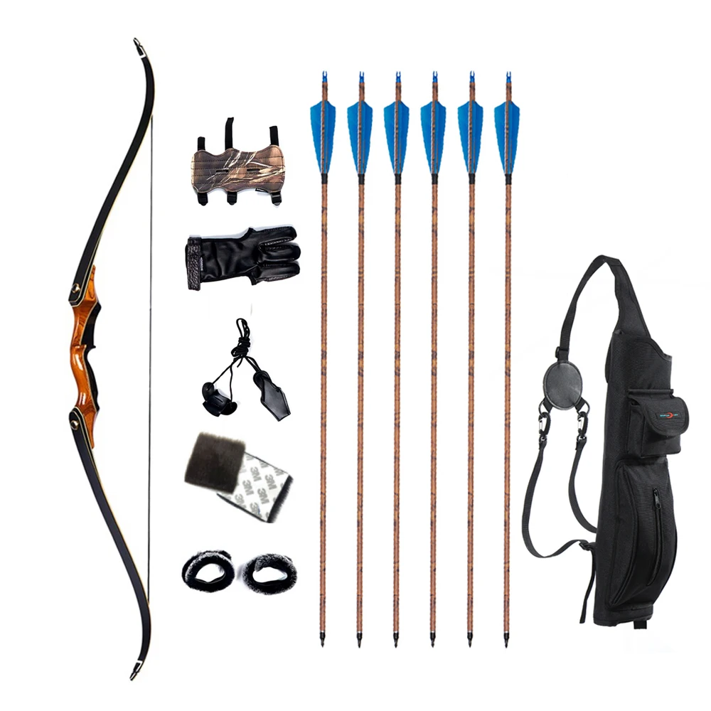 

Archery Wood Bow Takedown Recurve Bow 35-55lbs 57inch Laminated Wooden Recurve Bow and Arrow Shooting Hunting for Outdoor