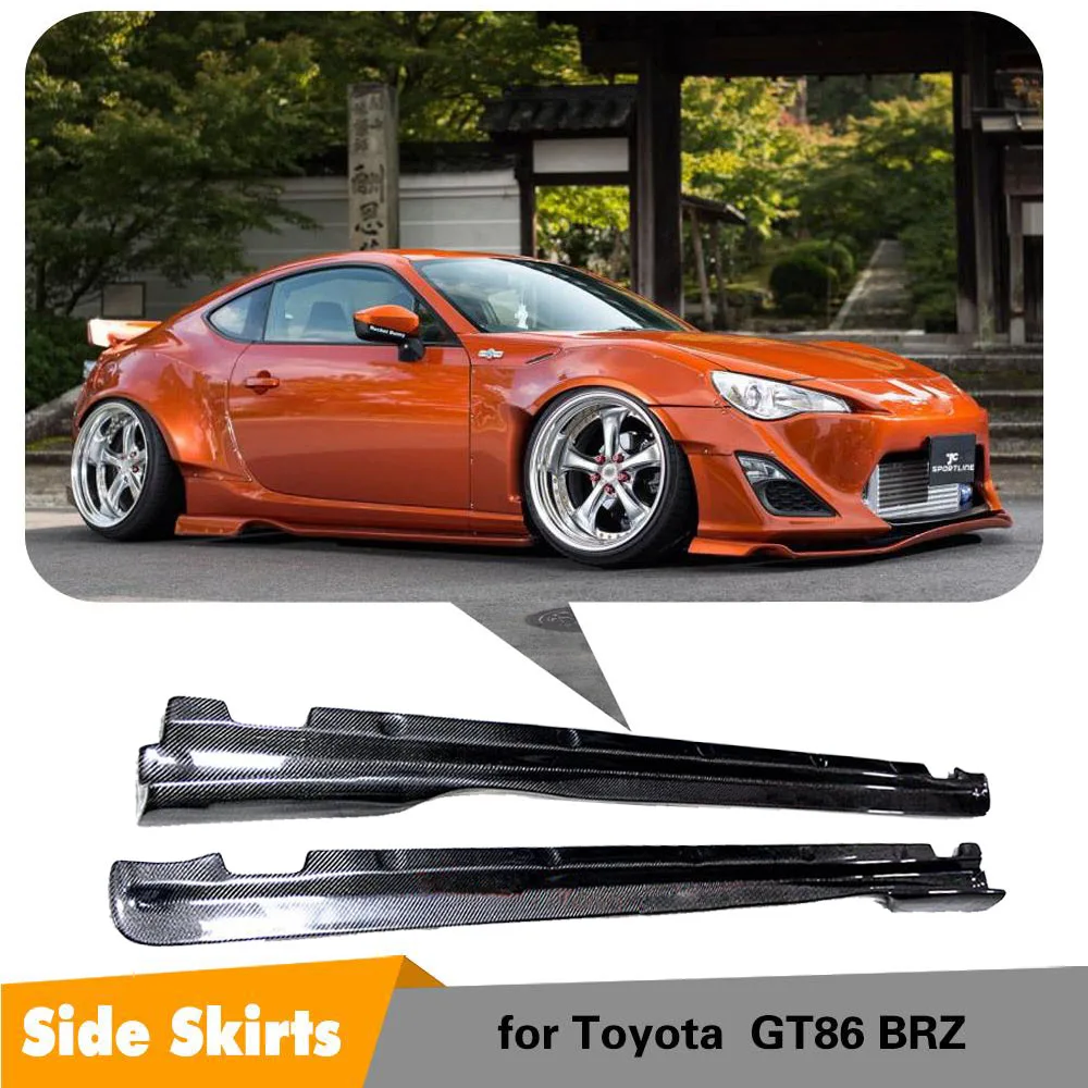 For Subaru BRZ Toyota FT86 GT86 Carbon Fiber Side Skirt Extension Bumper Lip 2013 2014 2015 2016 2017-2020