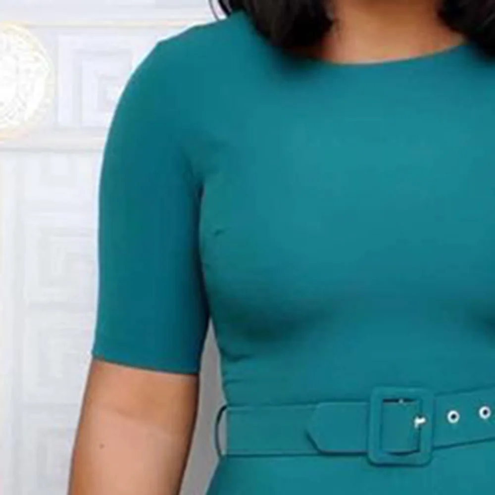 Элегантные женские офисные летнее платье Половина рукава однотонные платья а