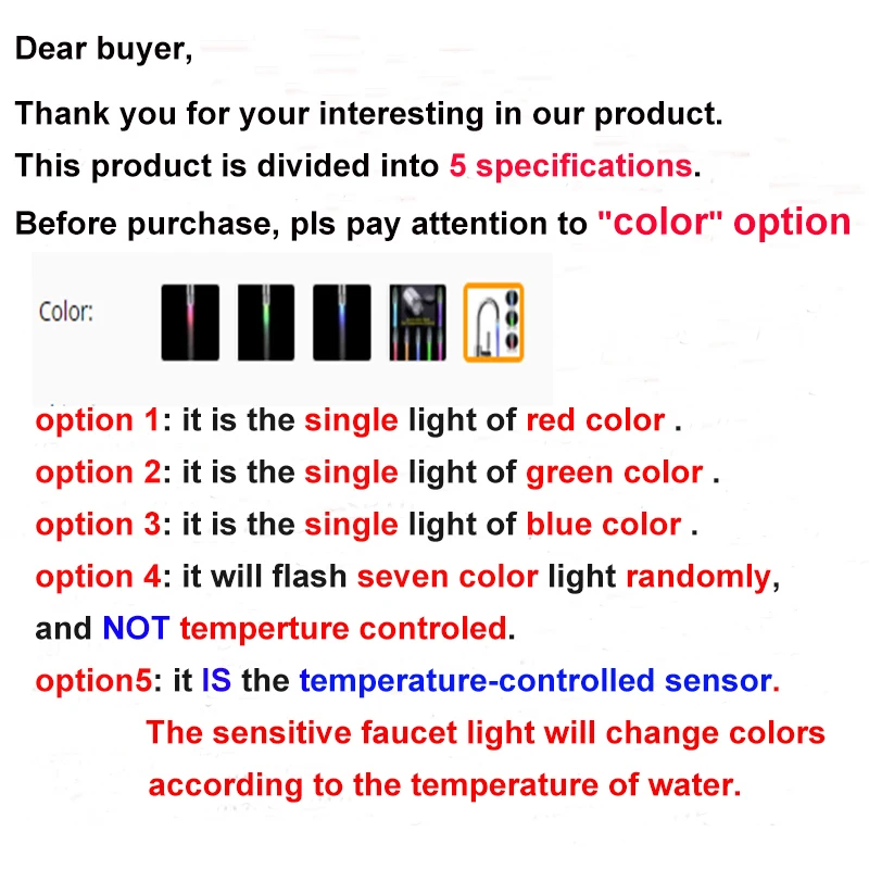ZhangJi LED Faucet Light Tap Flashing RGB Color Blinking Temperature Aerator Water Saving Kitchen Bathroom Accessories | Обустройство