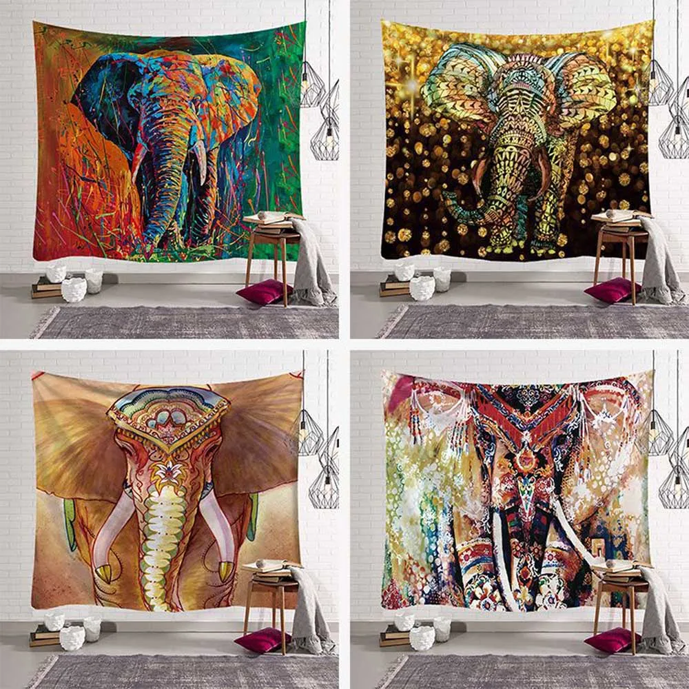 

Elephant Art Psychedelic Hippie Tapestry Boho Mandala Tapestry Wall Hanging Witchcraft Wall Cloth Tapestries Macrame Wall Carpet