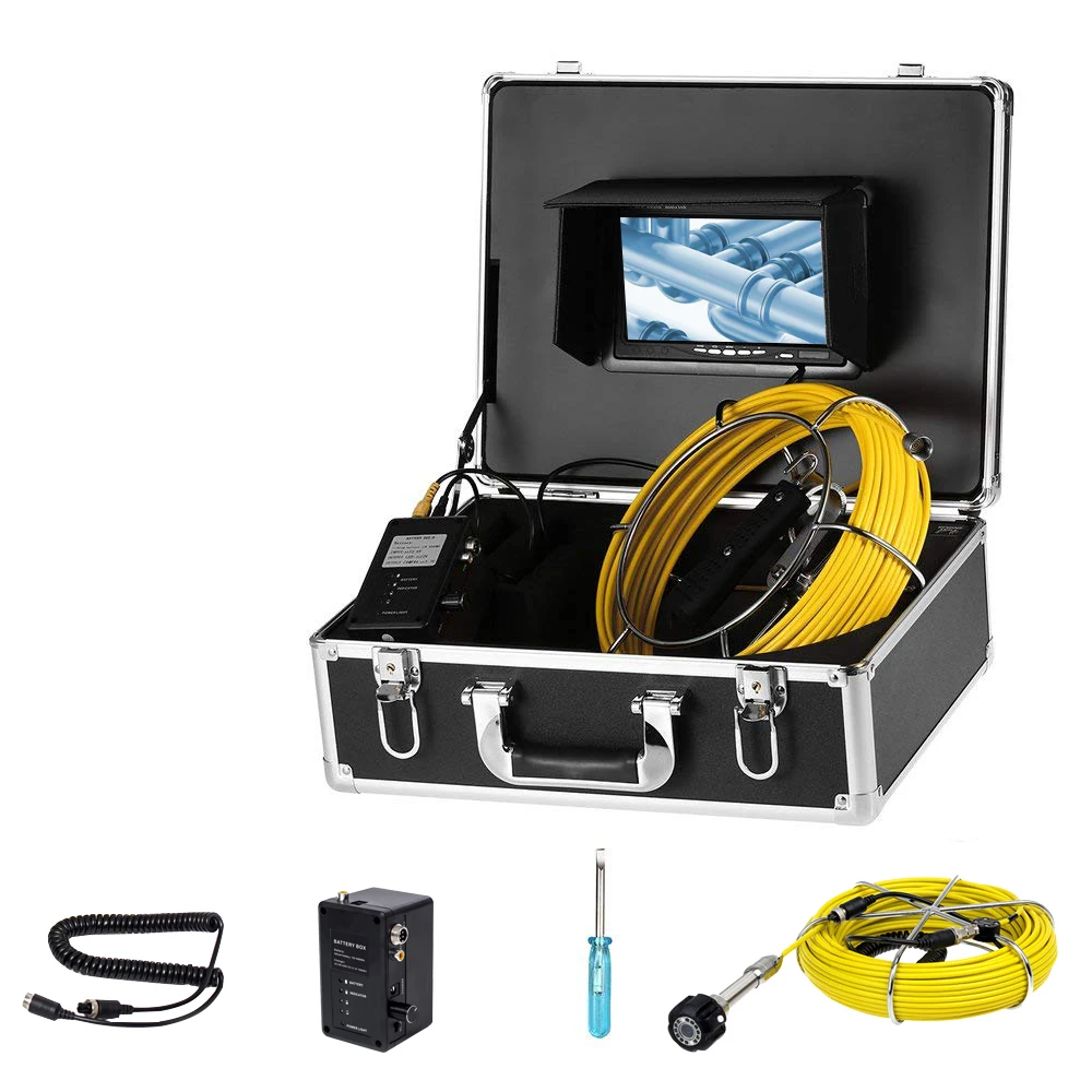 

7 Inch TFT-LCD Display Industry Sewer Endoscope 23mm Lens 20m Cable IP68 Waterproof Pipe Drain Inspection Video Camera System