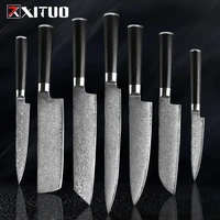 xituo damascus kitchen knives set japan vg10 chef knife sankotu cleaver bone knives utility kiritsuke paring knife cooking tools