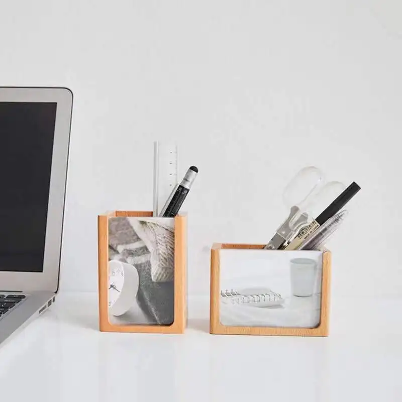 Многофункциональный деревянный акриловый держатель для карандашей и ручек с
