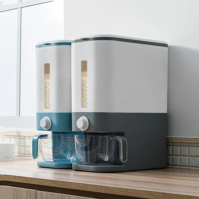 

Sealed Rice Barrel Multi-function Rice Box Insect Proof Moisture Proof Kitchen Metering Rice Jar Kitchen Storage Box Household