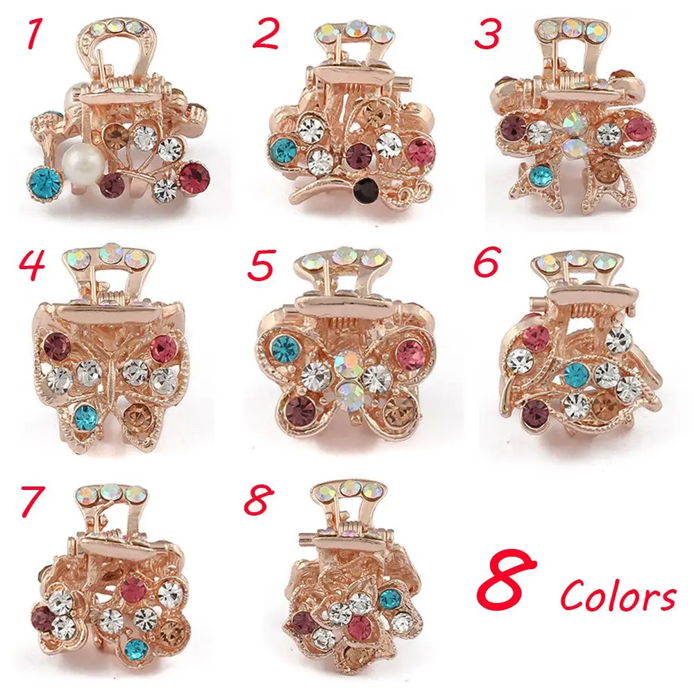 1PC Random Color Разные цвета! Модные женские ретро смолы Мини Бабочка заколка для волос в форме короны коготь зажим Стразы ювелирное изделие в виде заколки аксессуары для волос - Color: 1PC Random Color
