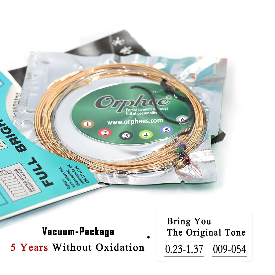 Orphee Высококачественная Серия QA Средний супер светильник дополнительный светильник Струны для акустической гитары 85/15 бронзового цвета