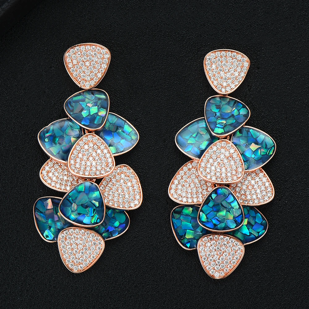 GODKI Jimbora Luxury Opal Leaf Pendant Drop Earrings for Bridal Wedding Party Show Women Girl Daily Fashion Jewelry | Украшения и
