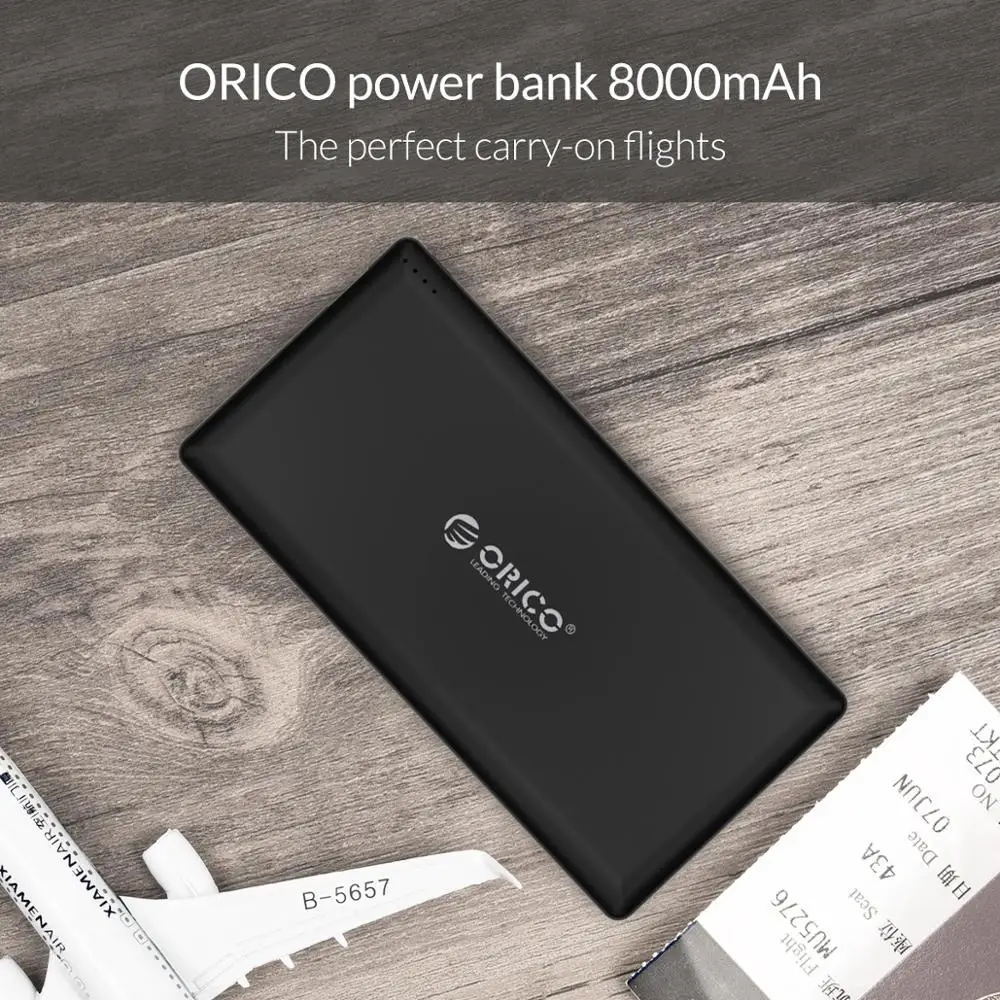 Тонкий внешний аккумулятор ORICO 8000 мАч тонкое внешнее зарядное usb-устройство для