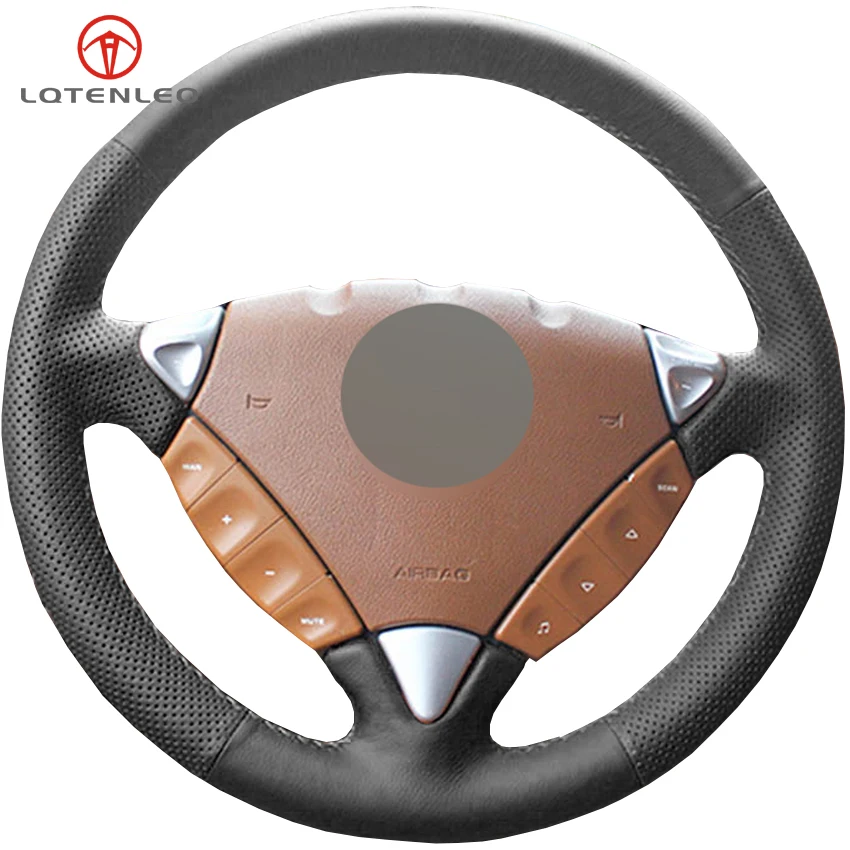Черный кожаный чехол LQTENLEO ручной работы для Porsche Cayenne 2006 2007 2008 2009 2010|car steering wheel